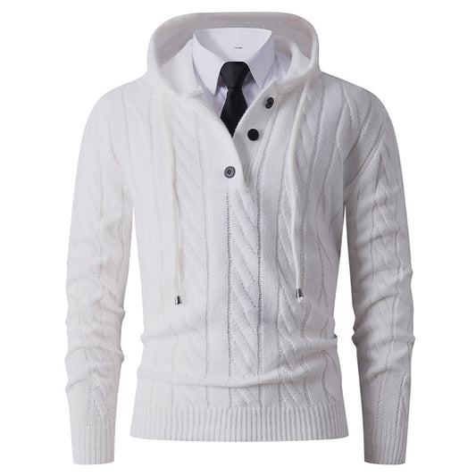 Herrkofta med huvtröja och modernt kabelmönster Skorter