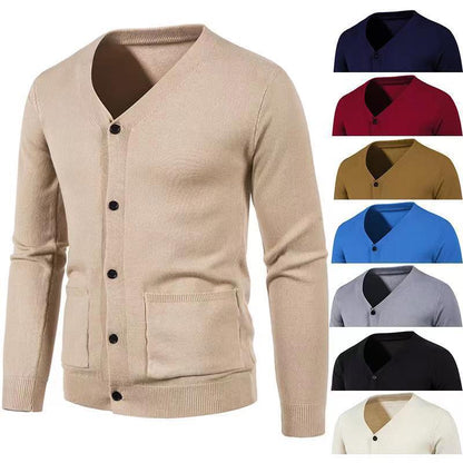 Men's stylish cardigan with V-neck and practical pockets Skorter