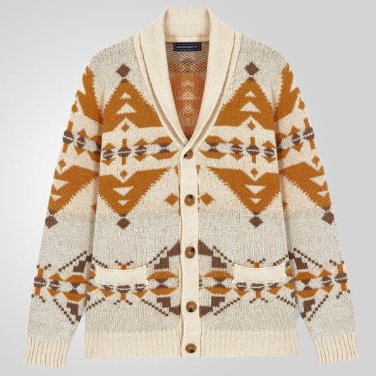 Herrkofta med geometriskt mönster och mjukt, värmande foder.