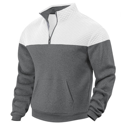 Men's sporty stand-up collar pullover with zipper and textured upper material Skorter
