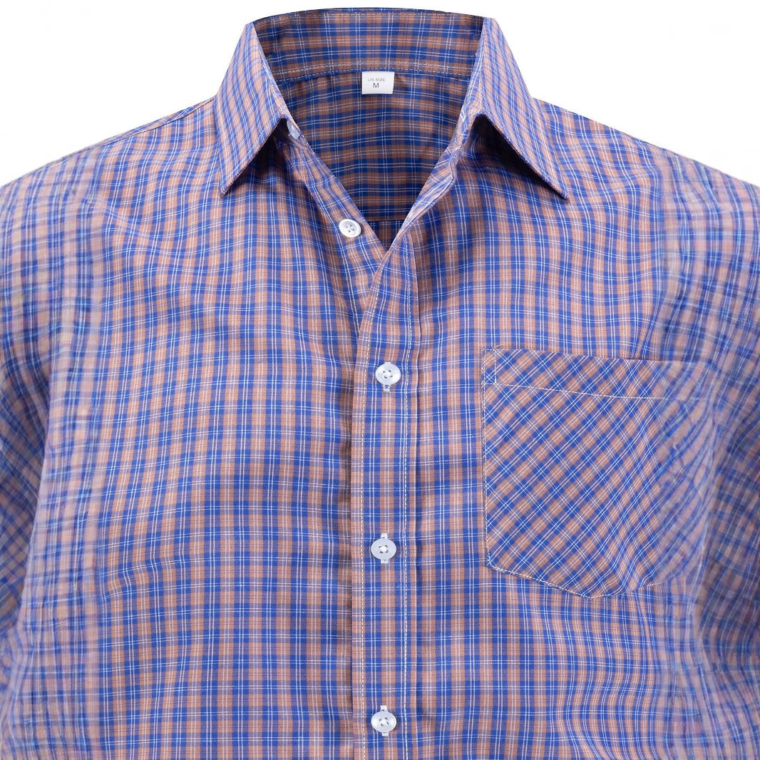 Men's stylish check shirt with modern cut and chest pocket Skorter
