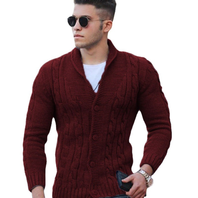 Men's cardigan with unique cable pattern and trendy shawl collar Skorter