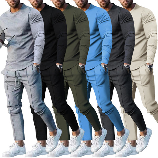 Men's sporty long-sleeve shirt with modern contrast seams and comfortable jogging pants Skorter