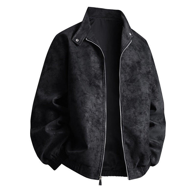 Men's stylish faux leather jacket in a modern design with elastic cuffs Skorter