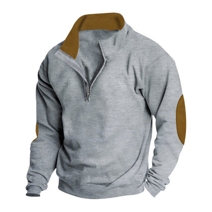 Men's sporty pullover with half-length zipper and modern elbow patches Skorter