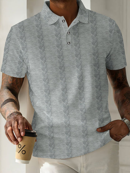 Men's Sporty Polo Shirt with Textured Pattern Skorter