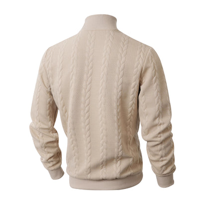 Men's stylish knit sweater with a high collar and cable pattern Skorter