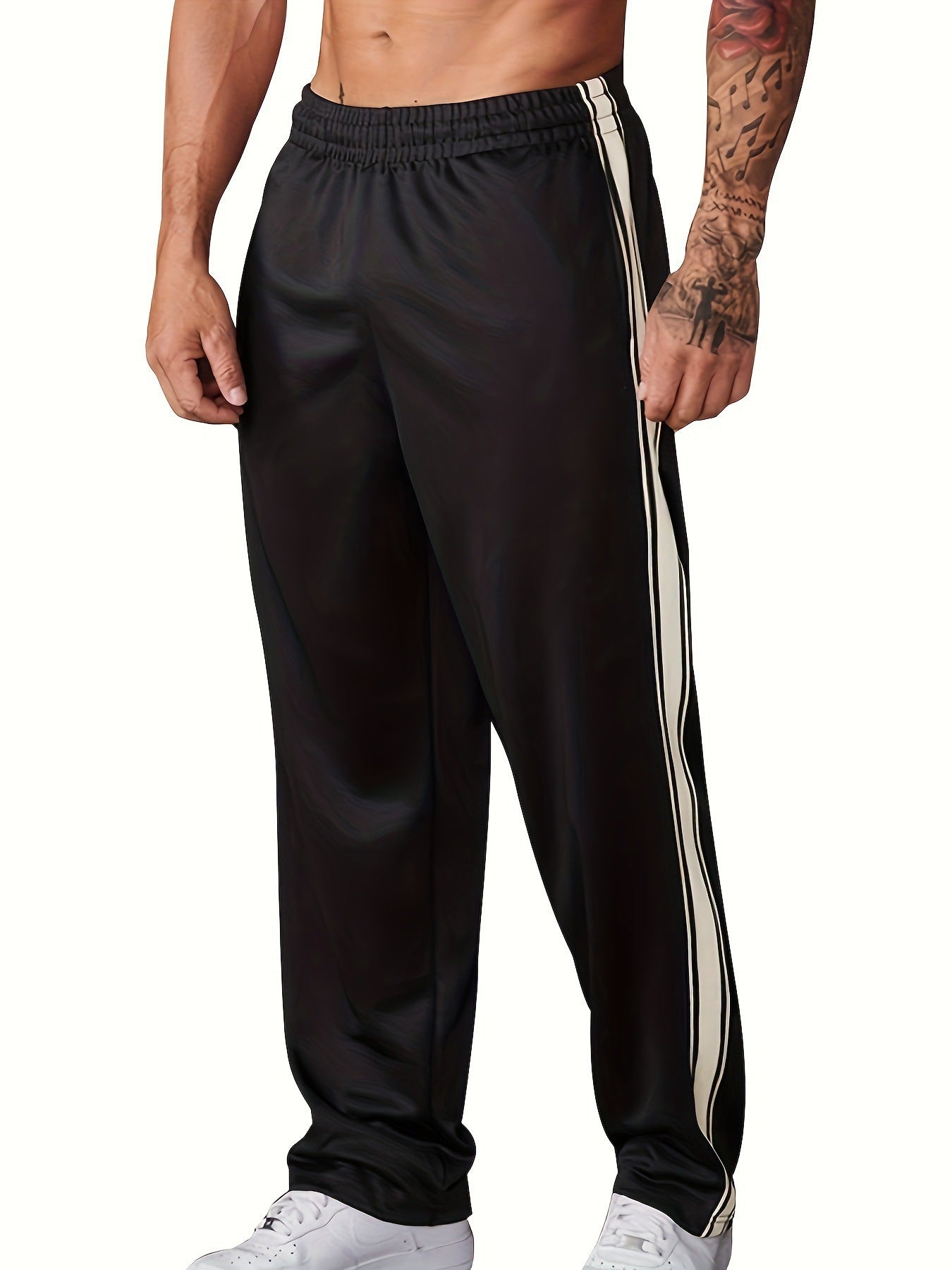 Men's Sporty Casual Pants with Side Stripe Skorter