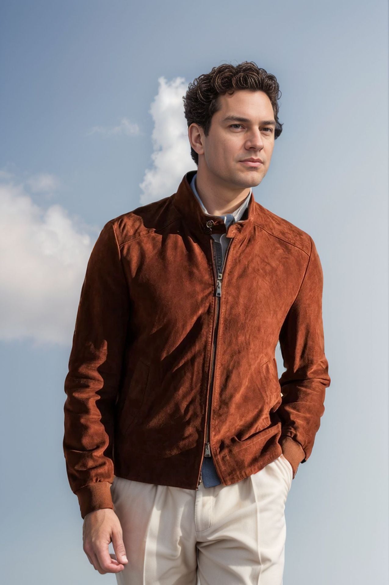 Men's Sporty Lightweight Jacket with Modern Collar Skorter