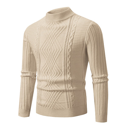 Men's turtleneck sweater made of high-quality cotton with structured cable pattern Skorter