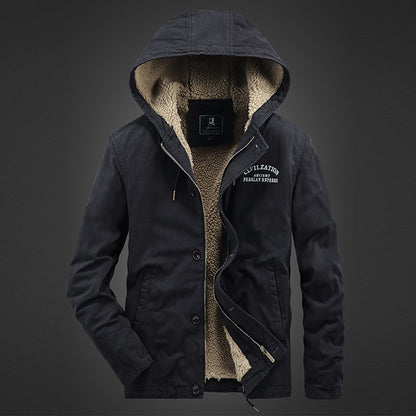 Men's warm fleece jacket with hood and insulating inner lining Skorter