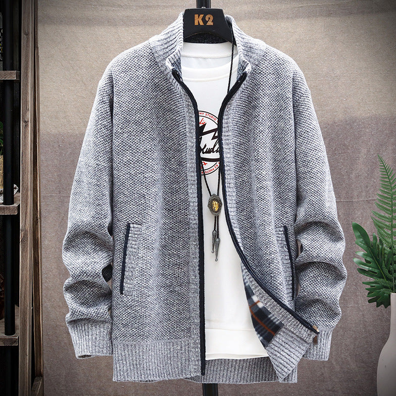 Men's cardigan with stand-up collar and pockets Skorter