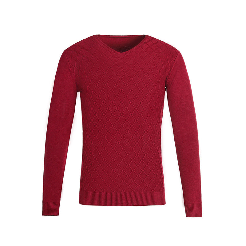 Men's V-neck sweater with textured pattern Skorter