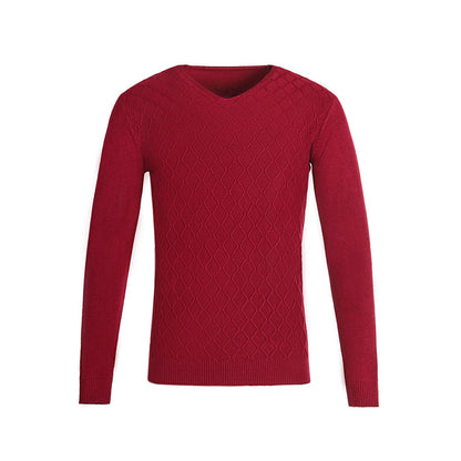 Men's V-neck sweater with textured pattern Skorter