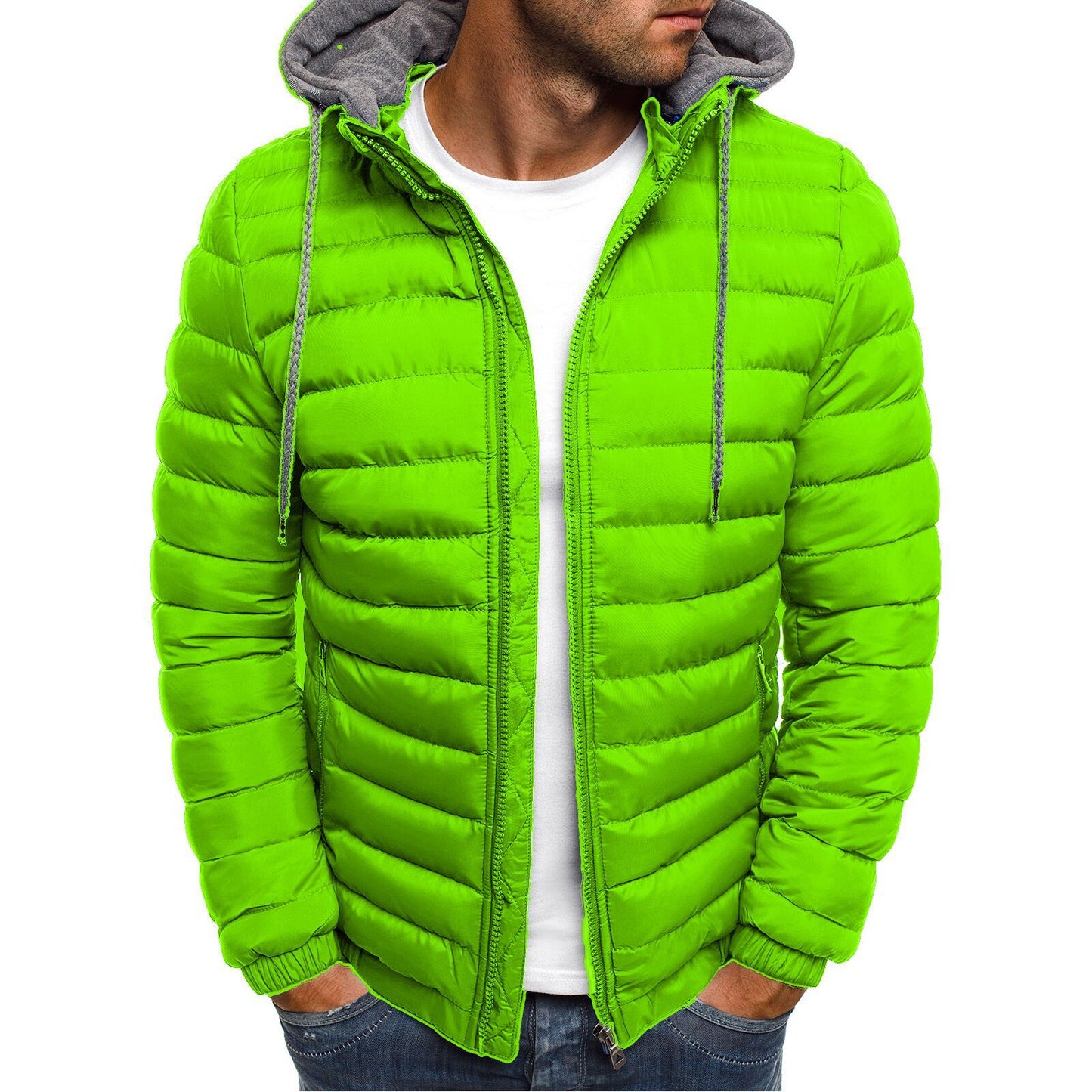 Men's padded transitional jacket with hood and sporty design Skorter