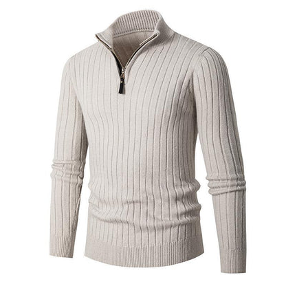 Men's pullover with stand-up collar and textured rib design Skorter