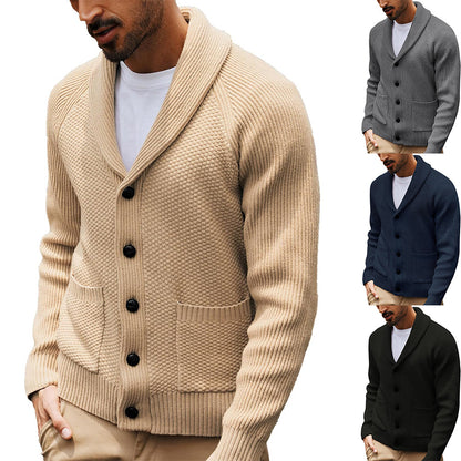 Men's cardigan with textured design and practical shawl collar Skorter