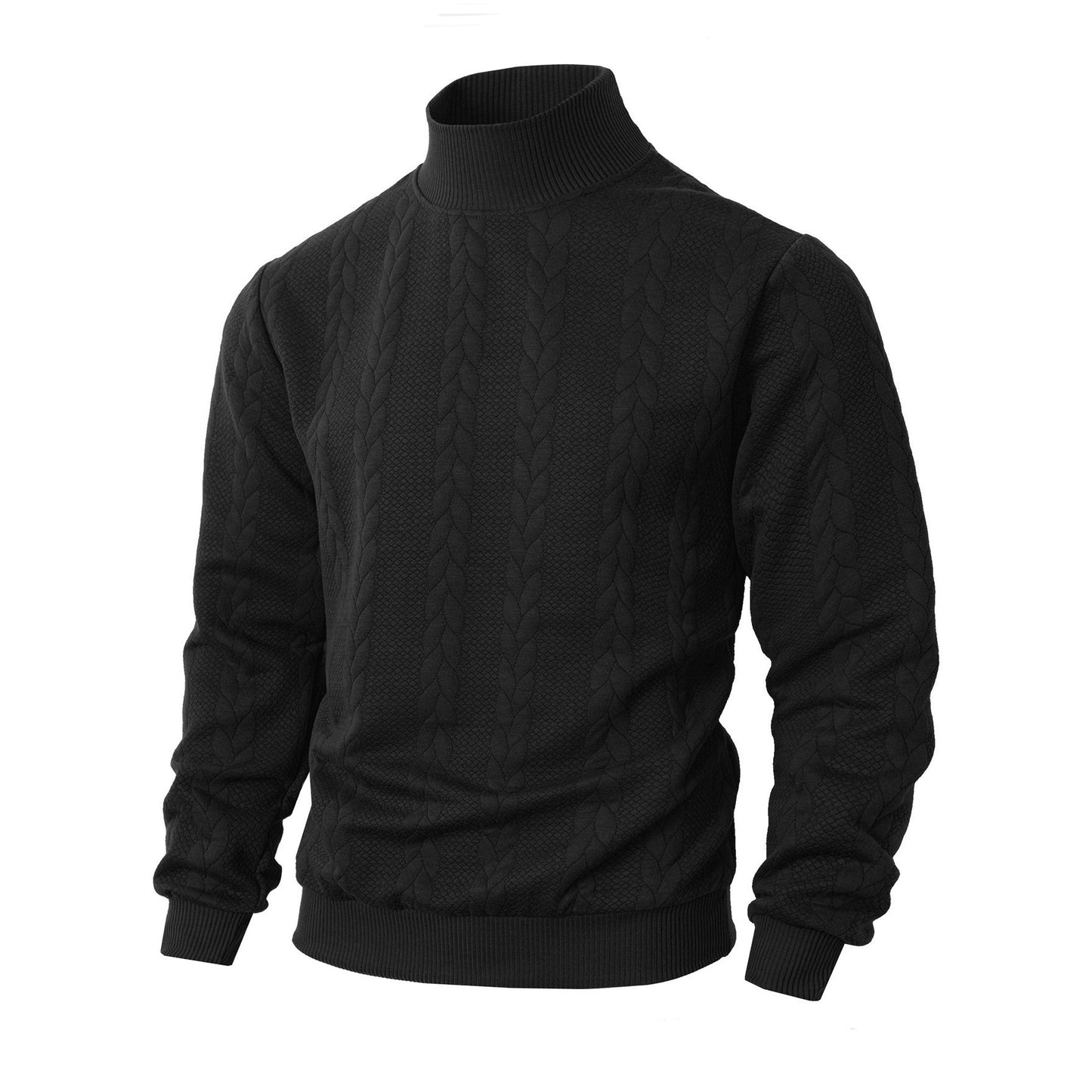 Men's stylish knit sweater with a high collar and cable pattern Skorter