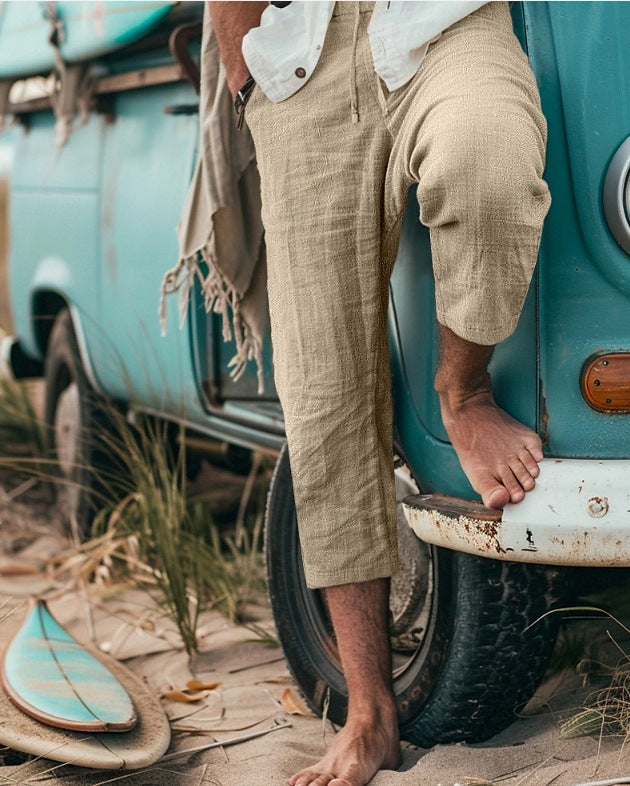 Men's Chino Pants with Casual Cut and Elastic Waistband Skorter