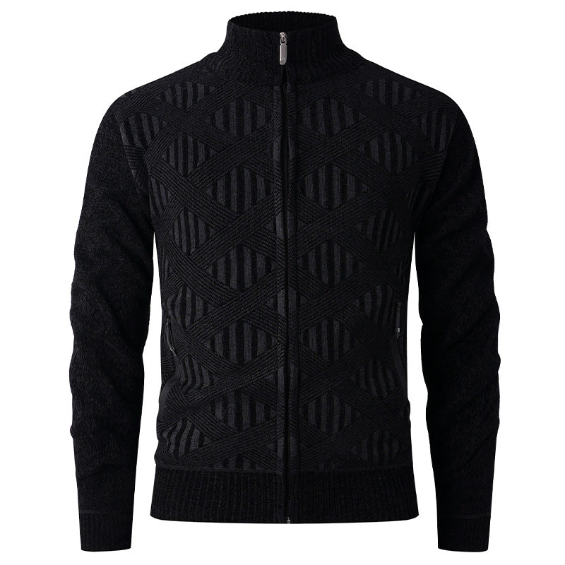 Men's cardigan with textured design and modern zipper Skorter