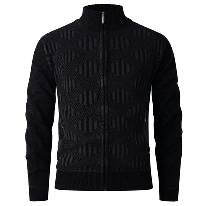 Men's cardigan with textured design and modern zipper Skorter