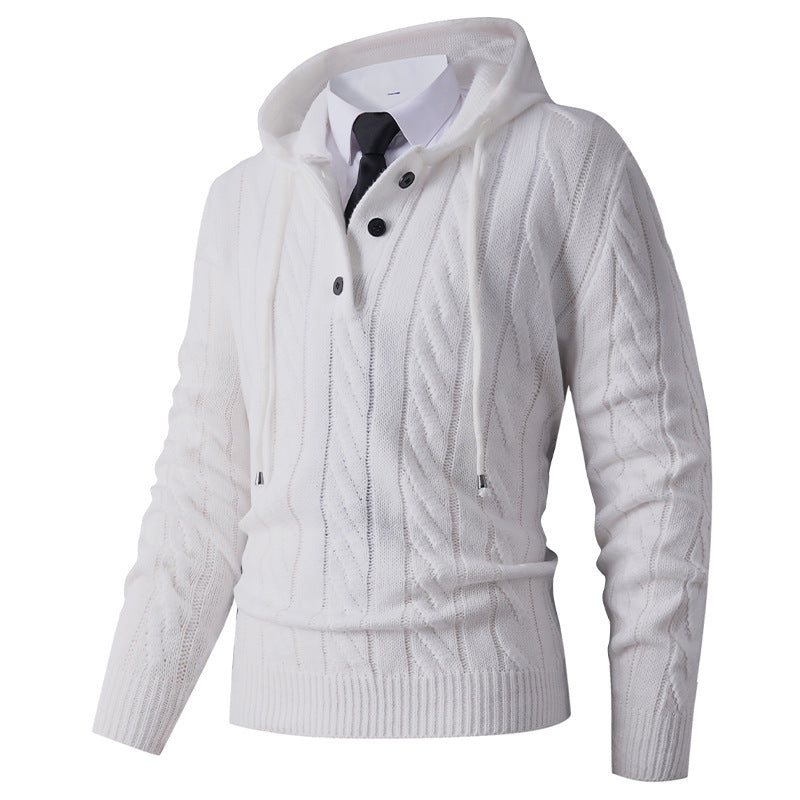 Herrkofta med huvtröja och modernt kabelmönster Skorter