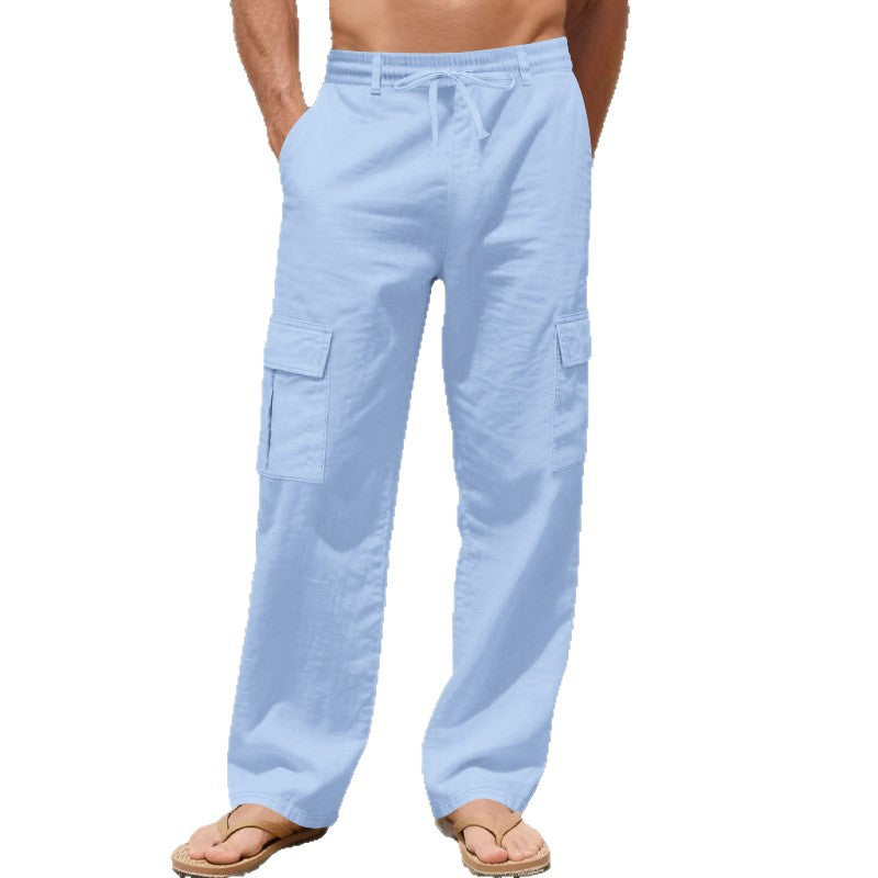 Men's casual cargo pants with side pockets and elastic waistband Skorter
