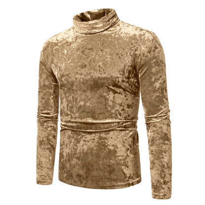 Men's Velvet Turtleneck Sweater with Elegant Design Skorter