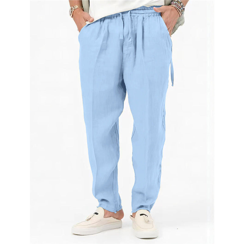 Luftiga sommarbyxor för män med resår i midjan och sidofickor Skorter