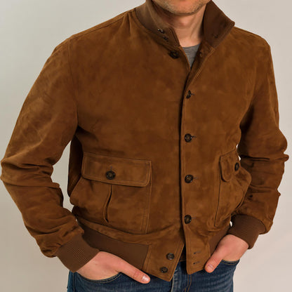Men's suede jacket with practical pockets and modern collar Skorter
