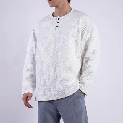 Men's long-sleeve shirt with button-down collar and textured pattern Skorter