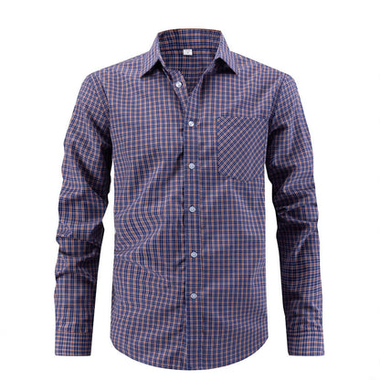 Men's stylish long-sleeved shirt with checked pattern Skorter