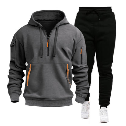 Men's sporty hoodie and jogger suit with functional zip pockets Skorter