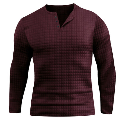Men's Long Sleeve Shirt with Textured Design and Fashionable Button Closure Skorter