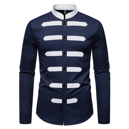 Men's Fashion Long Sleeve Shirt with Contrasting Inserts Skorter