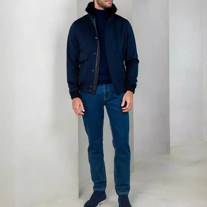 Men's stylish transitional jacket with soft collar and practical side pockets Skorter