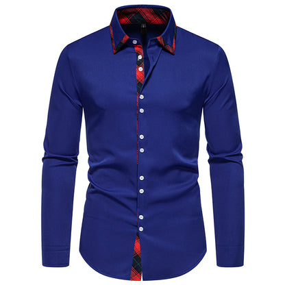 Men's long sleeve shirt with modern check pattern and elegant button placket Skorter