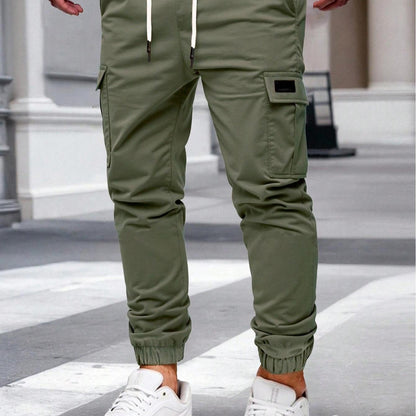 Men's Cargo Joggers with Elastic Waistband and Several Practical Pockets Skorter