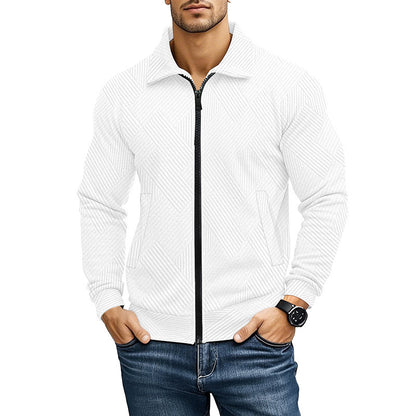 Herrkardigan med texturerad design och sportig krage Skorter