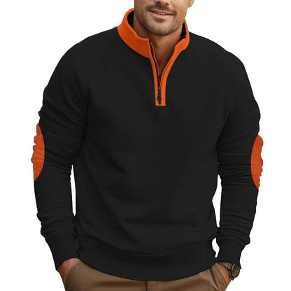 Men's sporty sweatshirt with stand-up collar and trendy contrast details Skorter