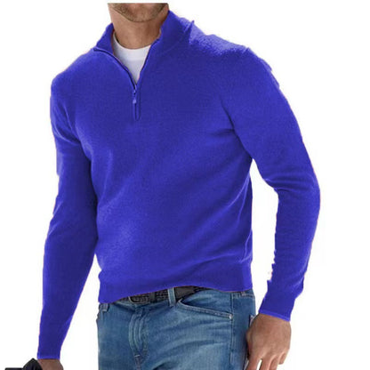 Men's elegant pullover with high collar and fine ribbed design Skorter