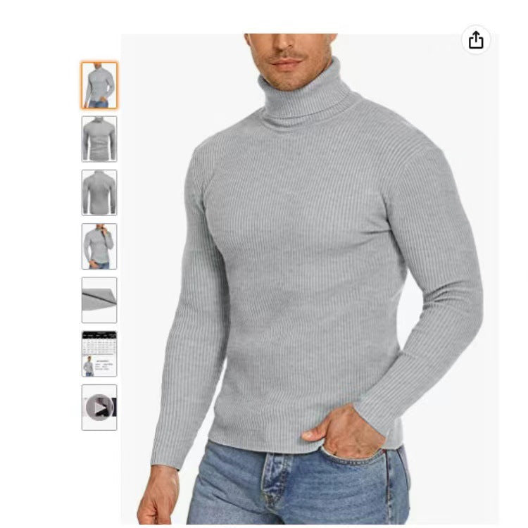 Men's Stand Collar Sweater made of Ribbed Knit Skorter