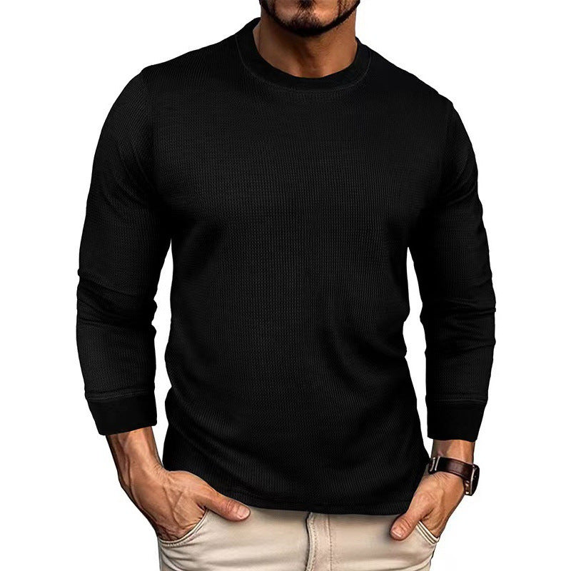 Men's Fashion Long Sleeve Shirt with Textured Ribbed Look Skorter