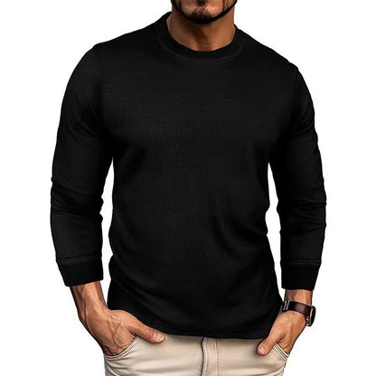 Men's Fashion Long Sleeve Shirt with Textured Ribbed Look Skorter