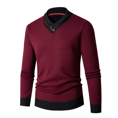 Men's sweater with modern shawl collar and button details Skorter