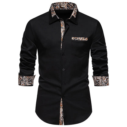 Men's long sleeve shirt with elegant paisley patterns Skorter