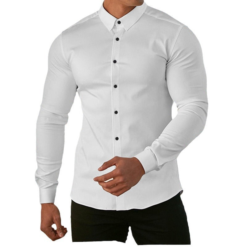Men's sporty long sleeve shirt with textured fabric and modern cut Skorter