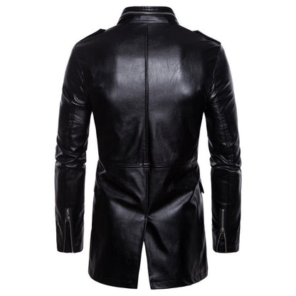 Men's stylish faux leather jacket with practical pockets and asymmetric zipper Skorter