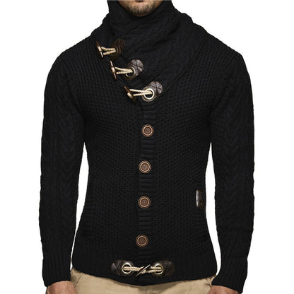 Herrkardigan med asymmetrisk krage och unik knappdesign Skorter