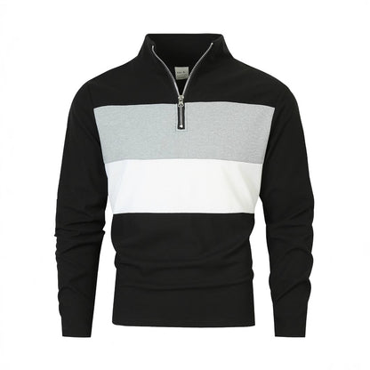 Men's stylish sweater with zipper and color block design Skorter